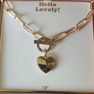 New Bella Jack Heart Toggle Necklace, New In Box